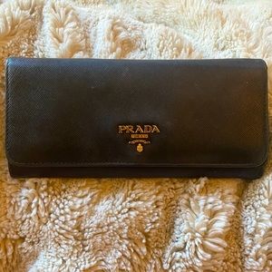 Prada Black Saffiano Metal Wallet